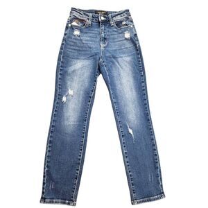Judy Blue Rainbow Embroidered High Rise Cropped Straight Leg 1/25 (25x27)